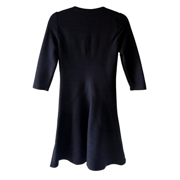 Wolford Size XS Black V-Neck Ribbed A-Line Midi Shania Dress Stretch 3/4 Sleeves - Picture 2 of 12